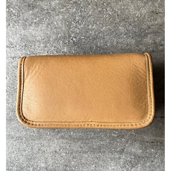 Vintage Coach Chubby Case Camel Embossed Leather With Mirror Cosmetic Travel - Picture 3 of 11